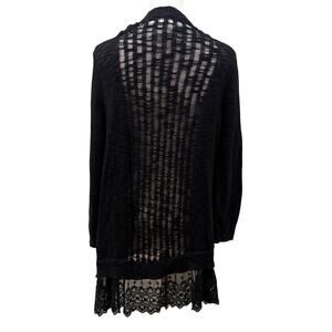 Black Lace Hem Open Knit Sweater Tunic Whimsigoth Fairy Grunge Boho Goth Large